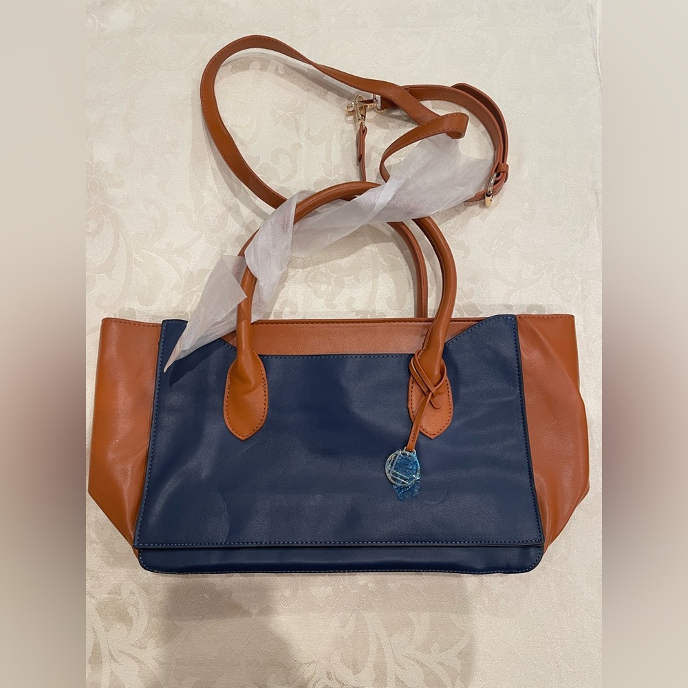 NEW Loulu Blue and Tan Shoulder Bag